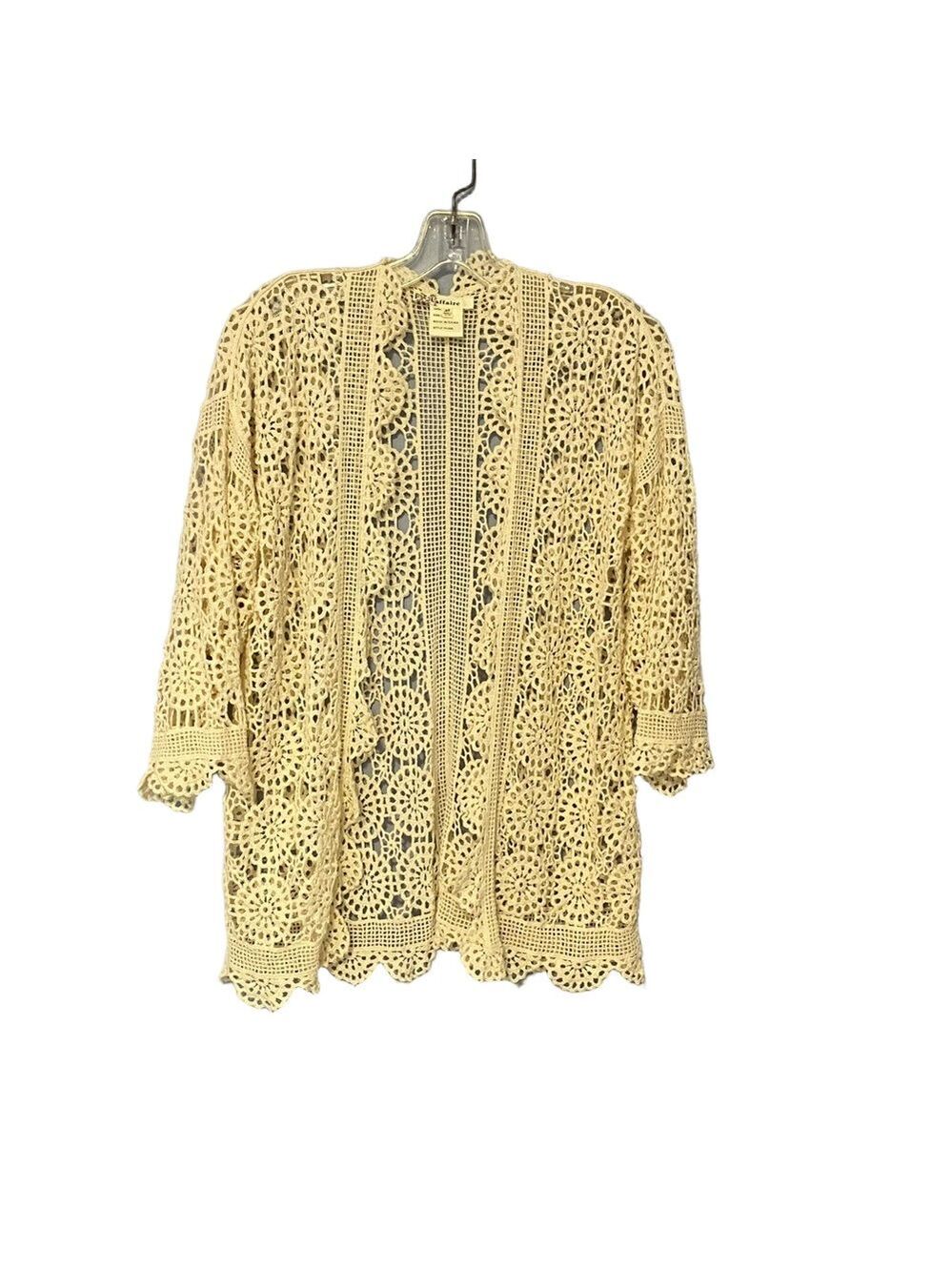 Laffaire Elegant Cream Lace Cardigan – Women’s Size M